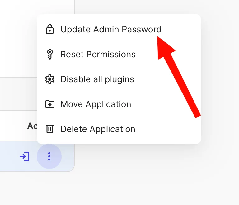 SiteGround重置WordPress管理员密码 SiteGround WordPress安装右侧三个点菜单里的Update Admin Password选项
